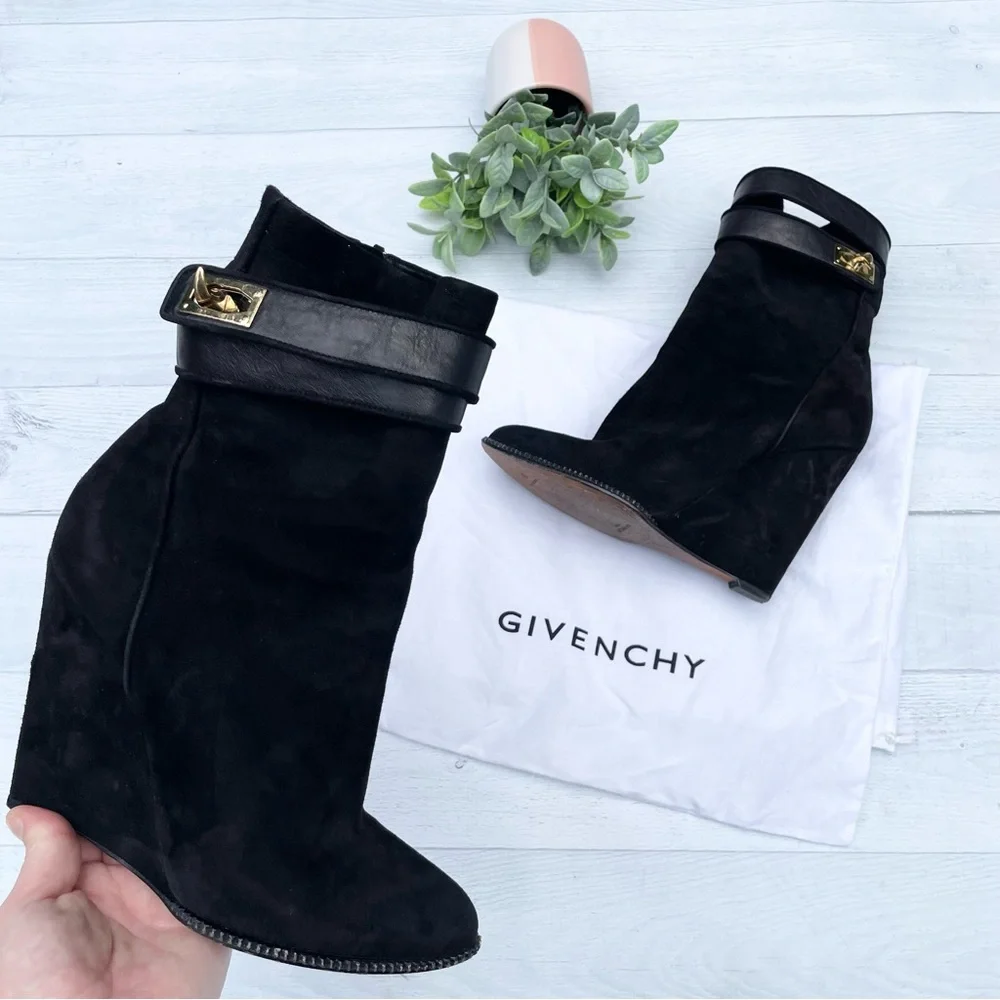Givenchy Black Suede Wedge Ankle Bootie Size Unknown. See measurements below. - Picture 15 of 15